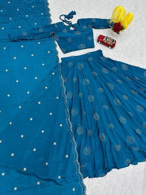 Launching Festival Special Pc 553 Chinon Blue Lehenga choli manufacturers